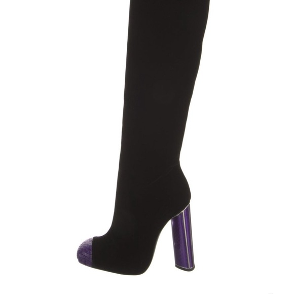 Tom Ford Shoes - Tom Ford Black and Purple Heeled Boots